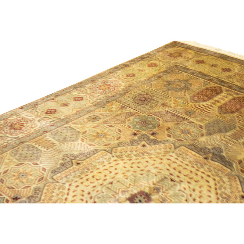 Hand Knotted Wool Area Rug in Cream