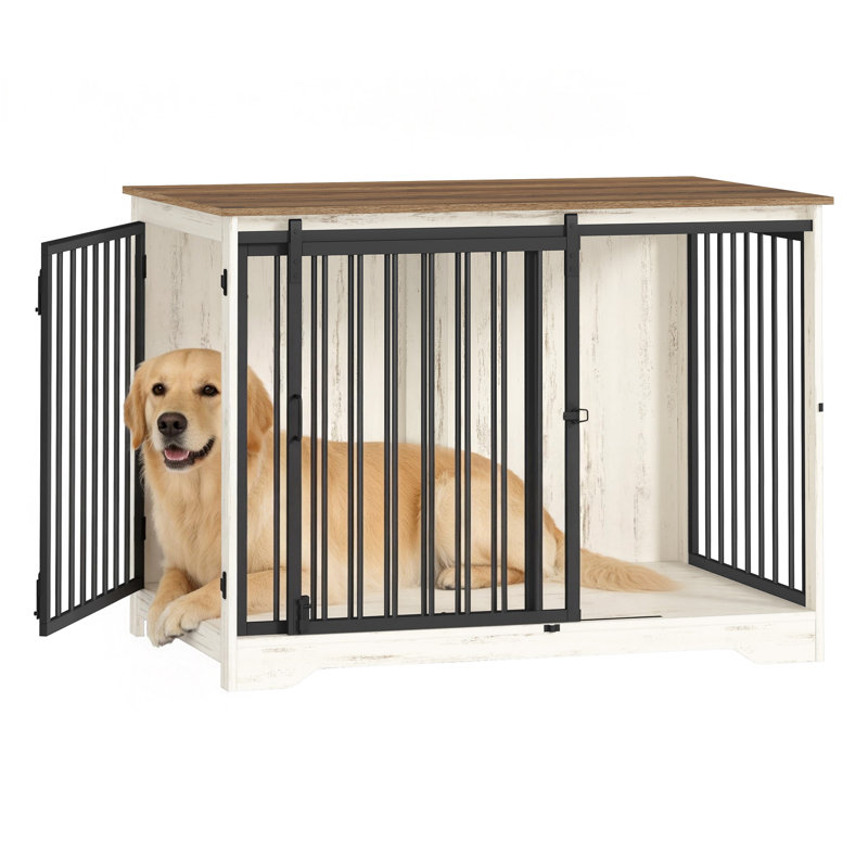 Cage pour chien Dawyne, H 31,8 po x l 43,3 po x P 27,5 po, Blanc / Brun