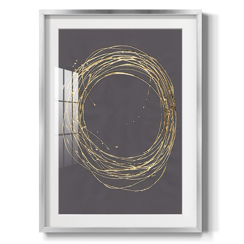 Imprimé circulaire - imprimé encadré, H 28,5 po x l 20,5 po, Argent argent