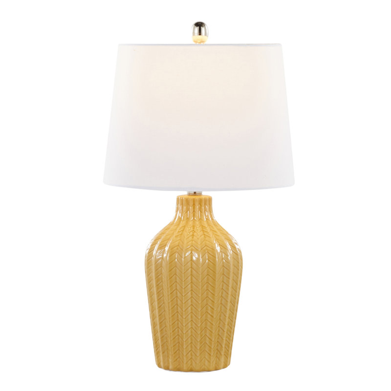 Contemporary Accent Table Lamp, Yellow, White