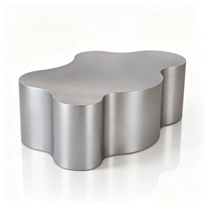 39.5” Luxury Stainless Steel Coffee Table, Crown-Shaped Stable Cocktail Table Versatile