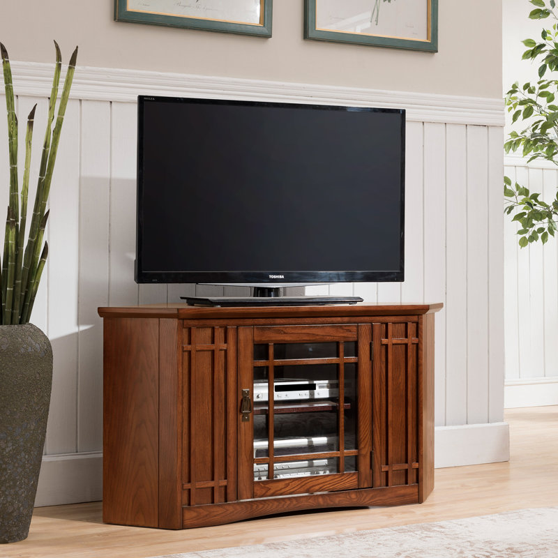 Tucci Solid Wood Corner TV Stand for TVs up to 50", Black Rub