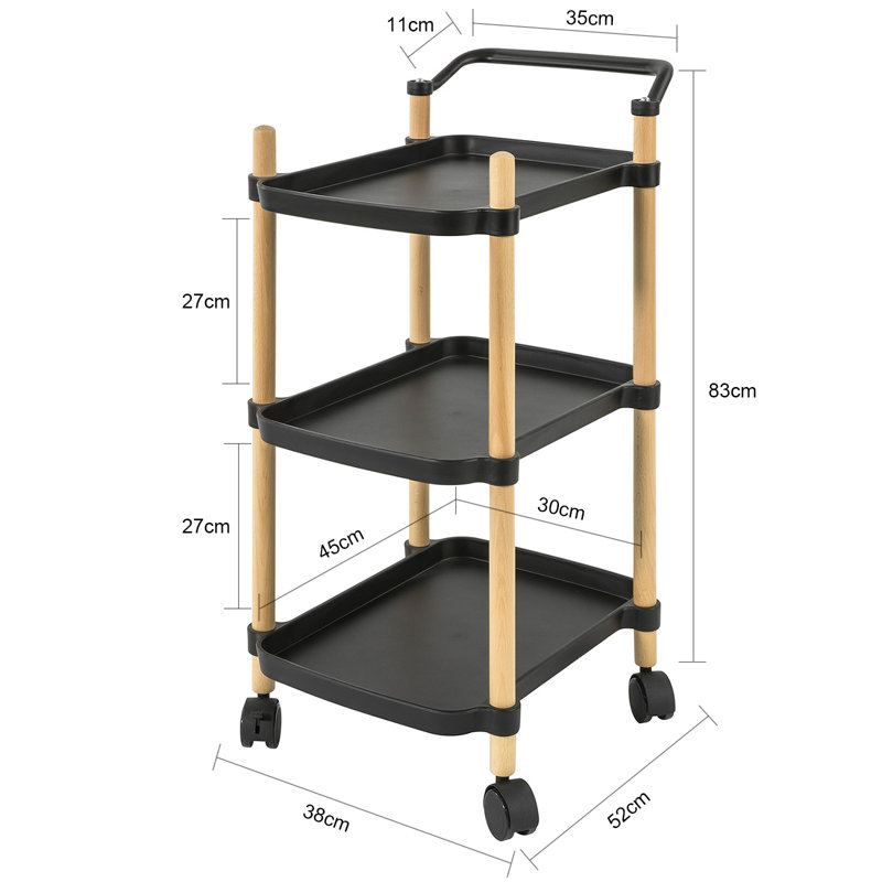 Brunilde Solid Wood Bar Cart, Black
