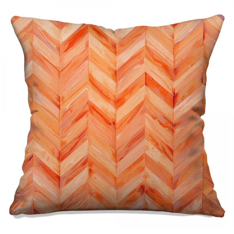Orange Chevron Pattern Double Sided Throw Pillows, 14 x 14 inches