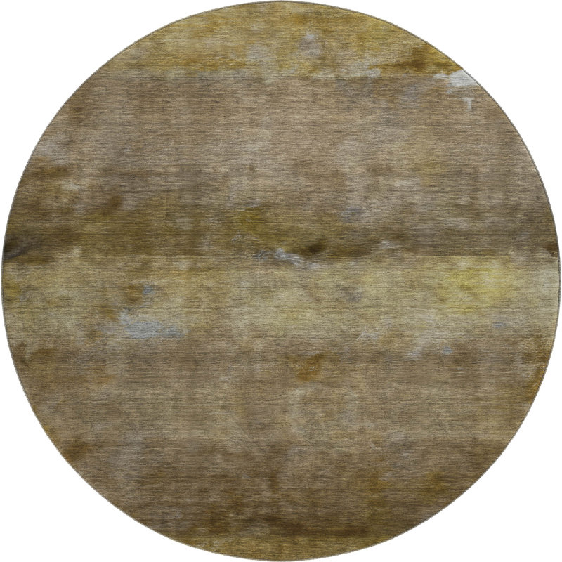 Premium Machine Washable Mayfield AMF2311 Stripes Rug, 8' Round, Brown