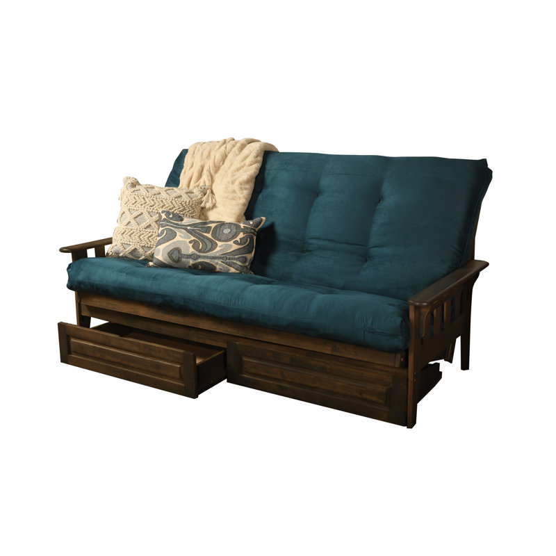 Futon avec matelas Stratford, Suède en microsuède bleu