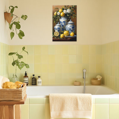 Art mural de citron, art mural sur toile de fruits, affiche d'art mural de cuisine italienne rétro, images de citron pour la cuisine, décoration murale méditerranéenne pour mur, impression d'art de cuisine prête à accrocher 12 po x 18 po