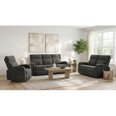 Camecia Chenille Manual Reclining Sofa Set