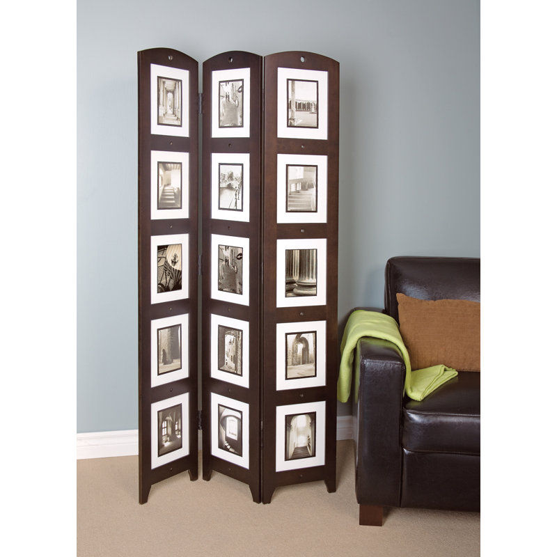 Julee 33.75'' W x 64'' H 3 - Panel Folding Room Divider, Espresso
