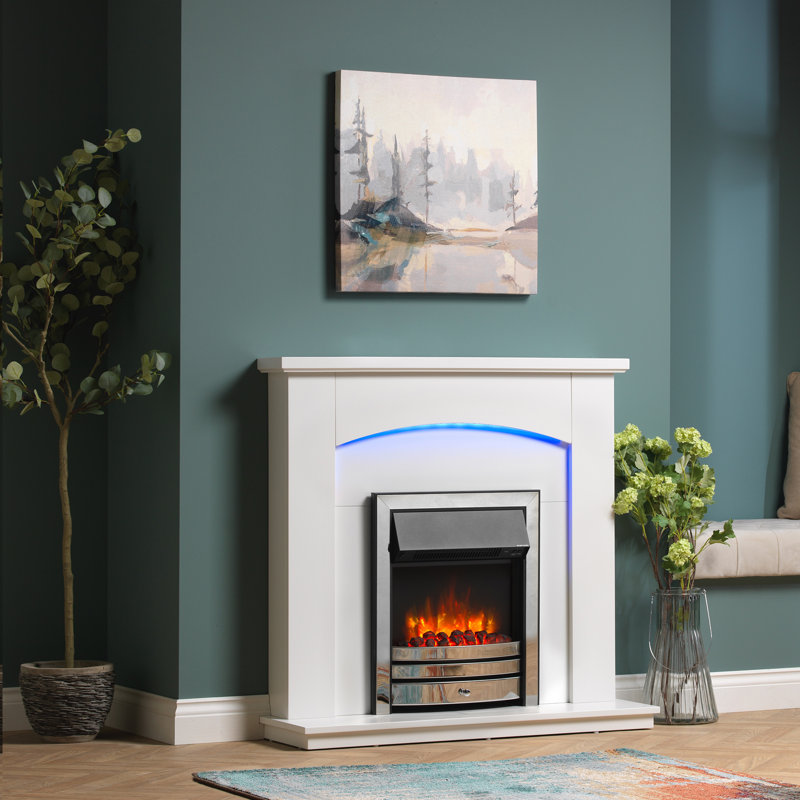 Clayton Castleton Fires & Fireplaces 103.3cm W Brass Electric Fireplace with 6824.28 BTU, Chrome