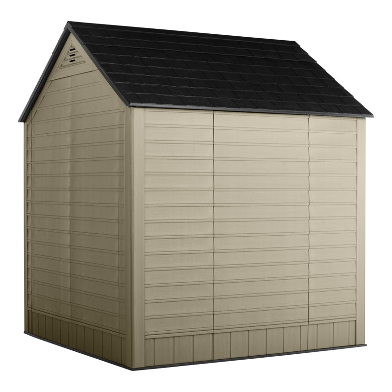 Tan Resin Outdoor Storage Shed with Windows, 7 ft. x 7 ft.