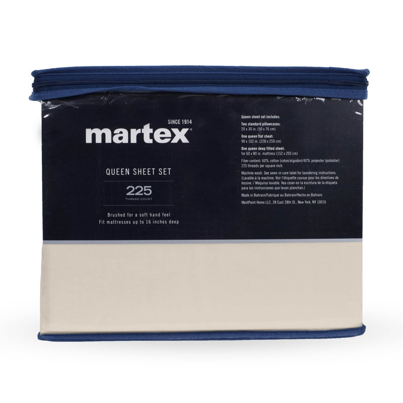 Navy Twin Cotton Polyester Percale Sheet Set