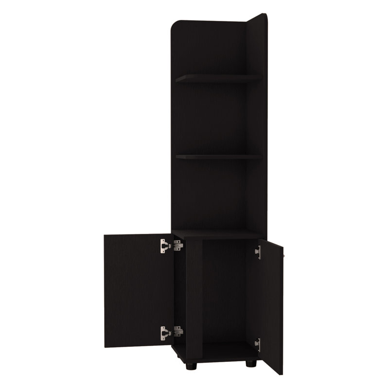Armoire noire à 2 portes avec 3 tablettes d'angle