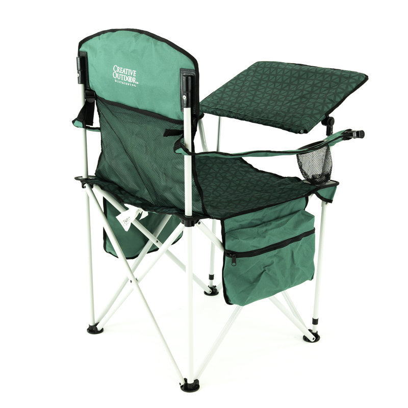 Chaise pliante avec table ajustable | Diamant vert forêt, Vert