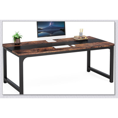 63 Inch Large Modern Computer Desk for Home Office – Heavy Duty Writing Table with Steel Frame, Industrial Workstation with Spacious Desktop & Adjustable Feet