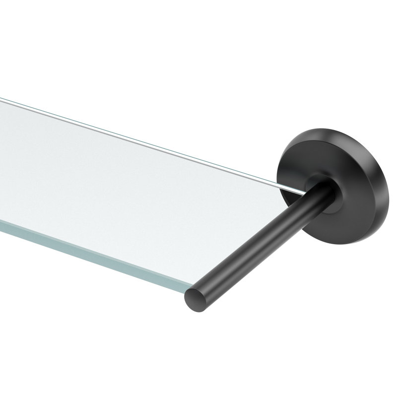 Designer II Wall Mounted 22.50"L Tempered Glass Shelf |Floating Glass Shelf, Matte Black