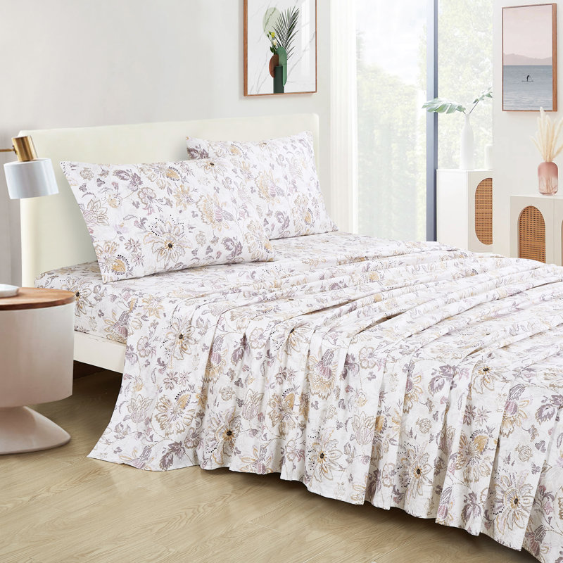 Ensemble de draps imprimés 3-4 pièces Jcrown, Twin XL Sheet Set with 1 Pillowcase