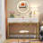 41 in Computer Desk With Two Drawers, White and Gold Modern Study Writing Desk-1040636948