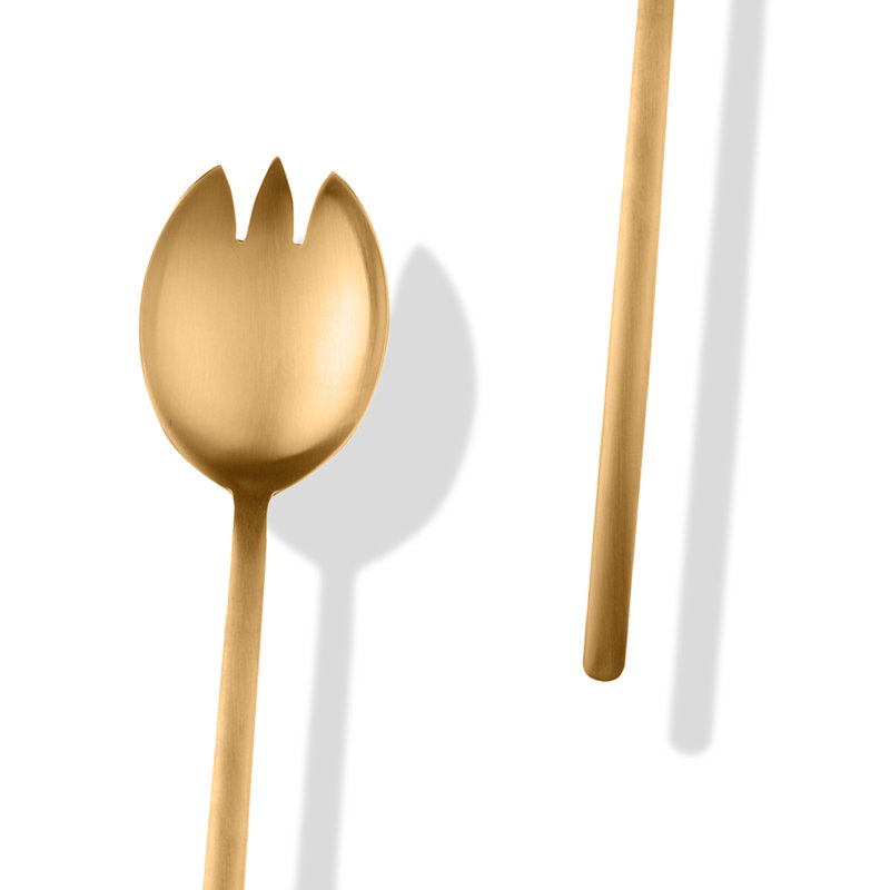 Couverts à salade raison (fourchette et cuillère), L 9,63 po x l 2,25 po, Or givré