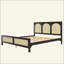 Lit plateforme en bois avec tête et pied de lit en rotin-285177116-285177107