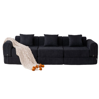 3-seater Boneless Convertible Folding Sofa Bed With Storage Pocket & Modular Design