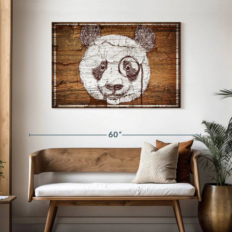 Brampt Panda On Wood, 30" H x 45" W