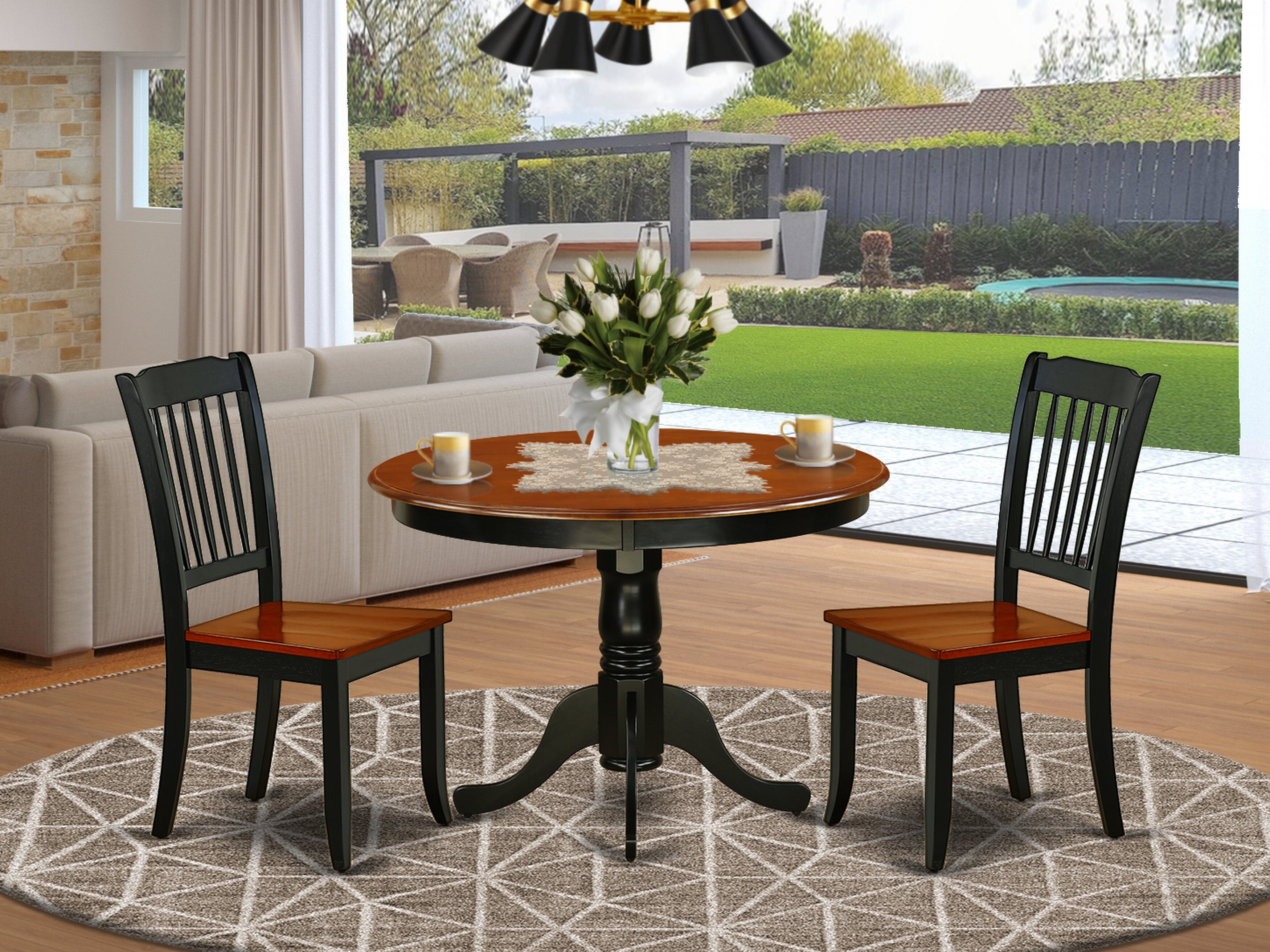 Small dark wood best sale dining table and chairs