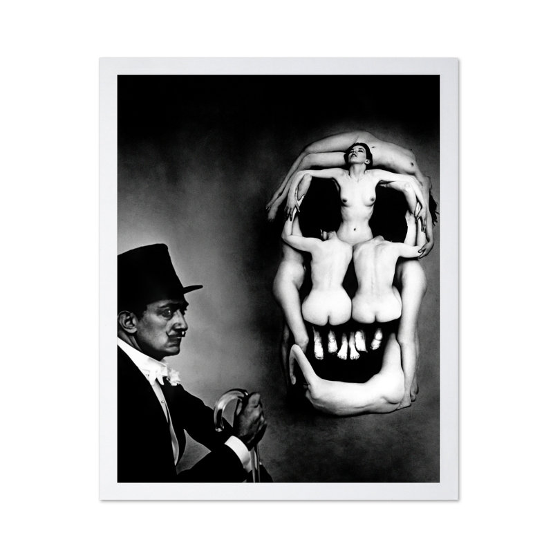 Salvador Dali - crâne de nu, H 12 po x l 16 po, Affiche, Encadrement blanc