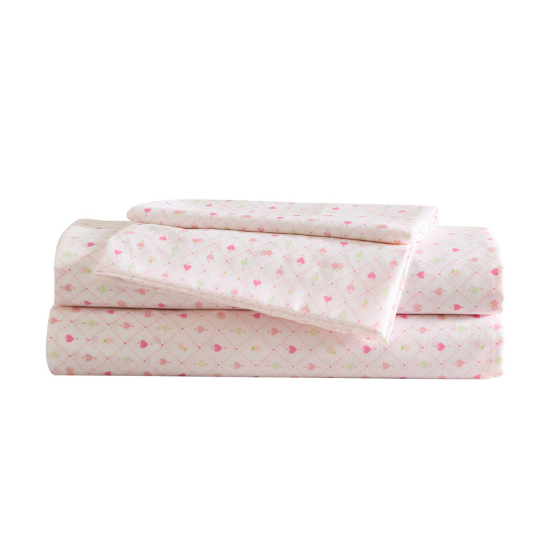 Laura Ashley Kids Cozy Printed Sheet Sets, Twin XL Sheet Set with 1 Pillowcase, Lovely Bows Pink