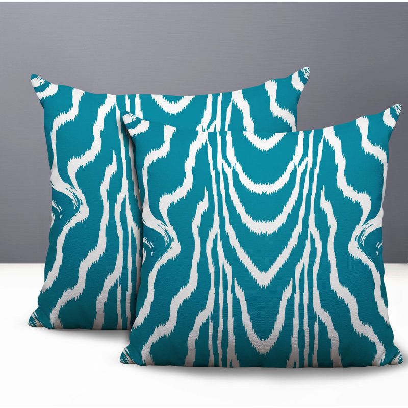 Oreiller réversible intérieur / extérieur Meli, 18x18, Turquoise