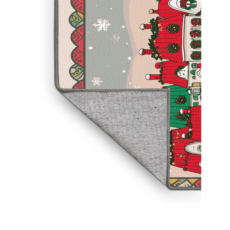 Tapis de vacances d'hiver de Noël lavable The Holiday Aisle®, Rectangulaire 2 pi x 3 pi