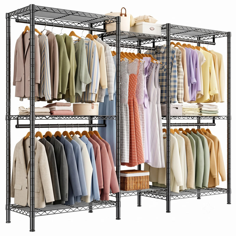190 cm Adjustable Clothes Rack, Black