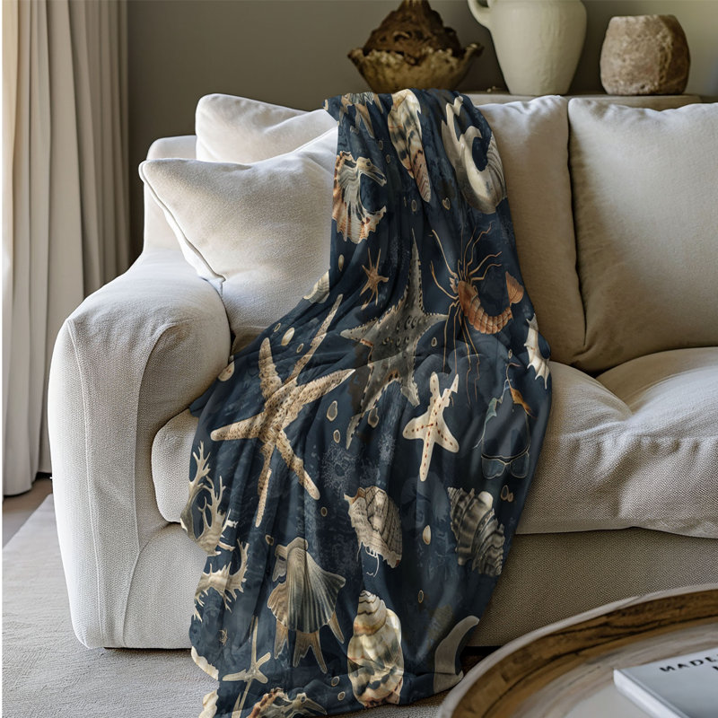 Oceanic Retreat Aura - couverture en sherpa de qualité supérieure 1 pièce - reproduction d'art luxueuse, Lit simple