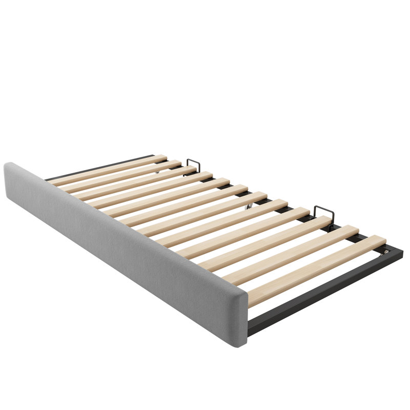 Upholstered Daybed with Trundle, Grey