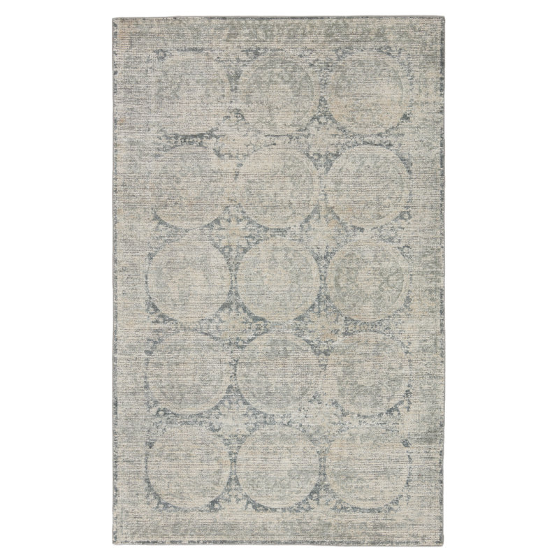 Tapis unique en viscose noué à la main bleu nouvel âge Frymire, Rectangulaire 8 pi x 10 pi