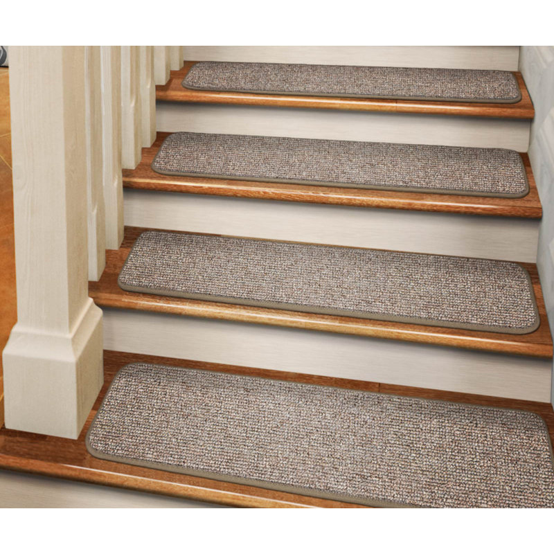 Tapis d'escalier gris Deana, Rectangle 8 po x 2 pi, Beige