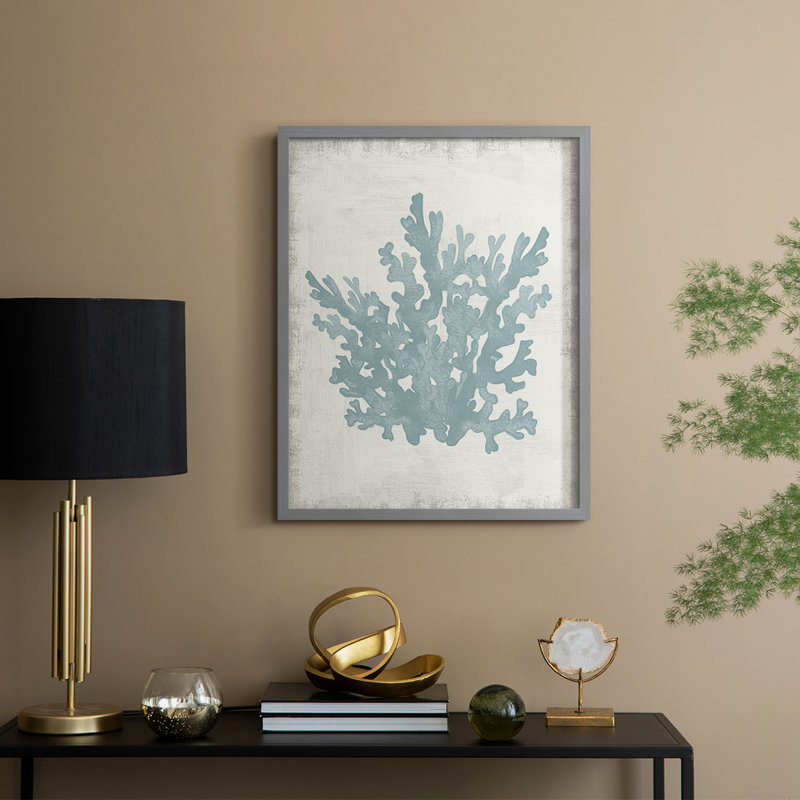 Coral Oasis I, reproduction encadrée - bois massif, H 11 po x l 9 po, Gris