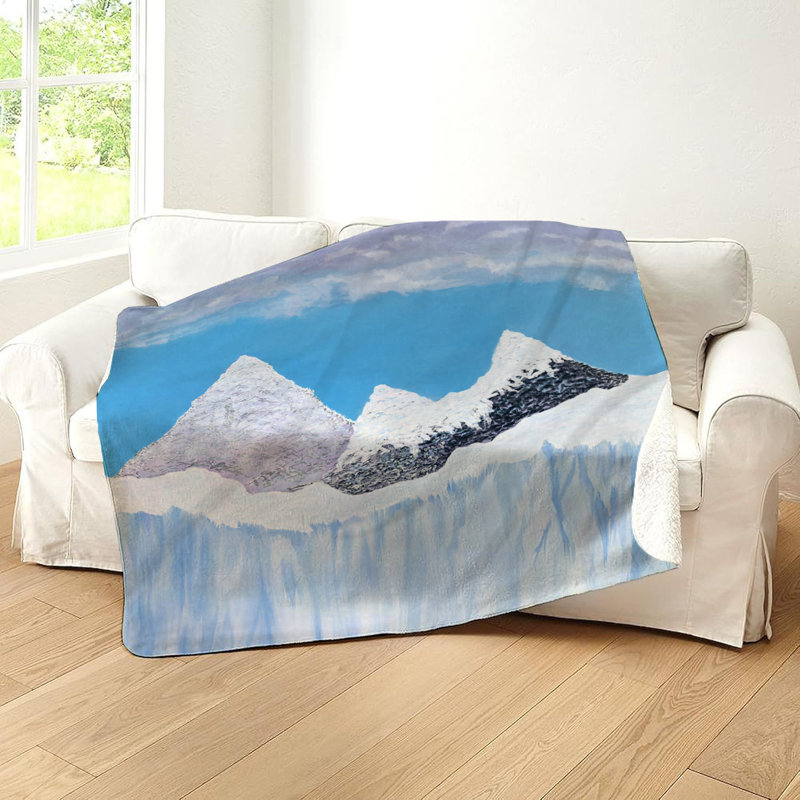 Frozen Time  Beach Large Sherpa Blanket, 60" W x 80" L