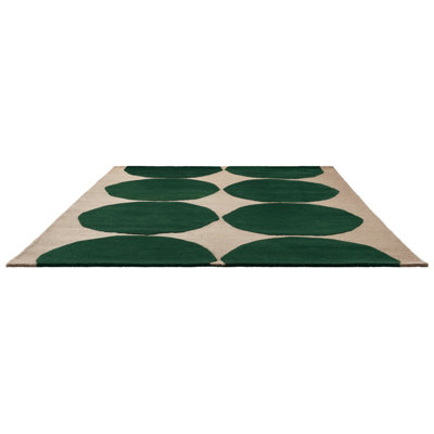 Hand Tufted Geometric Area Rug in Green