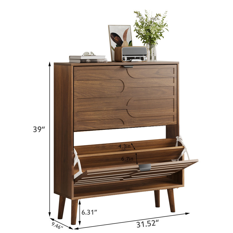 31.5”Wide Modern Freestanding Shoe Cabinet, 39.11" H x 31.5" W x 9.46" D