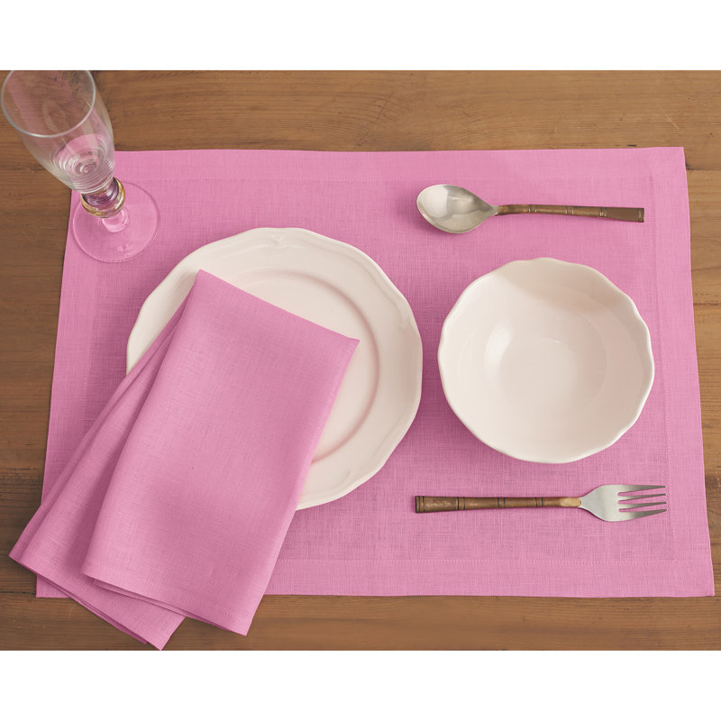 100% Pure Linen Dinner Napkins - Fete, Flamingo Pink