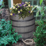 EMSCO Group Weather Resistant Plastic Rain Barrel and Hose with Diverter Kit