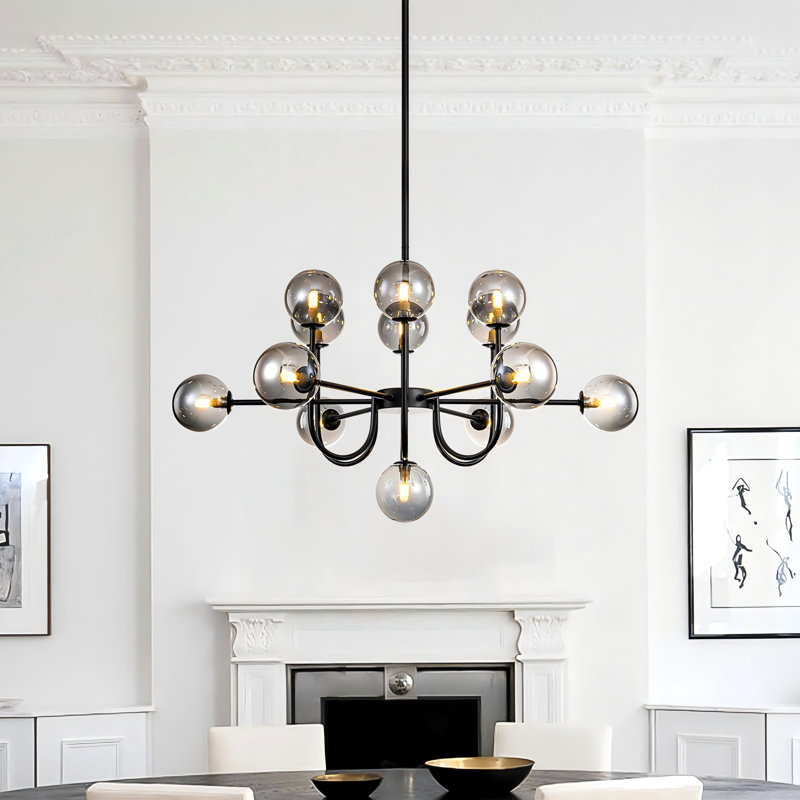 Rael 13-Light Sputnik Chandelier , Black/Smoky