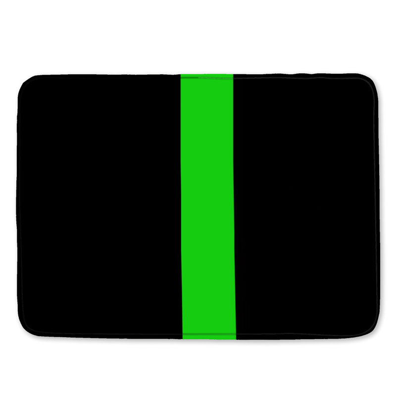 Tapis de bain vert à rayures horizontales, L 24 po x L 17 po, Rayure horizontale verte
