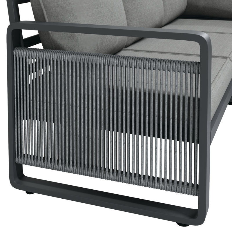 Woven Rope 7 - Person Seating Group With Table, Grey