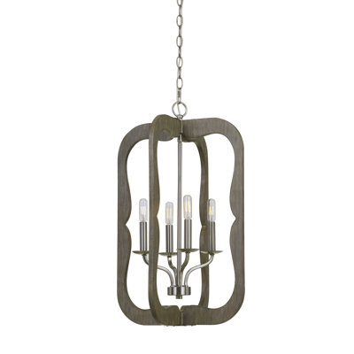 Wood Pendant Light Four-Light Design 11.5" H