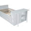Lit plateforme simple en bois multifonctionnel avec bureau et tablette de rangement au bout du lit, lit gigogne intégré et 3 tiroirs, blanc
