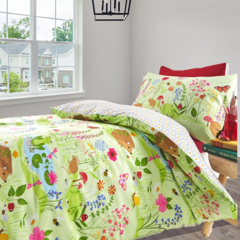Gunlef Green Reversible Duvet Cover Set, Double - 2 Standard Pillowcases