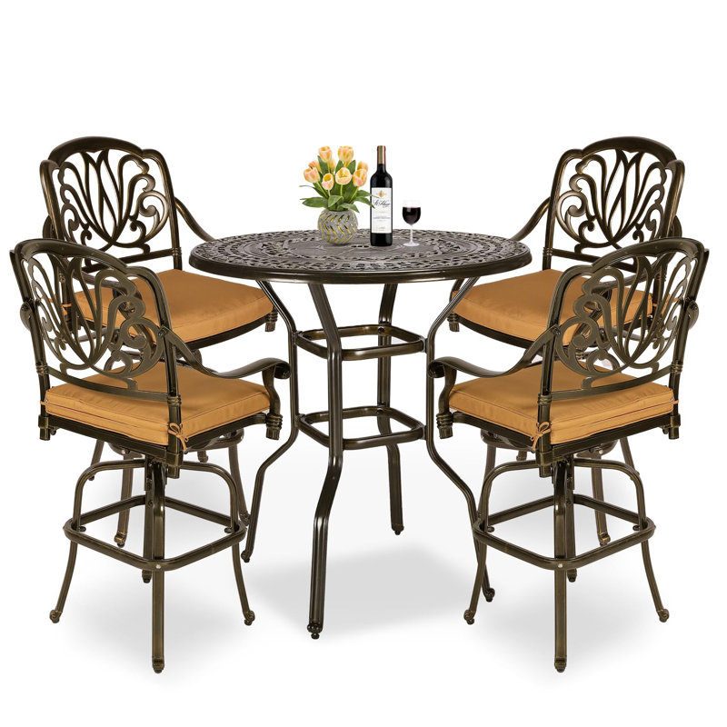 Ensemble de bar pivotant pour patio 5 pièces World, 4, Khaki