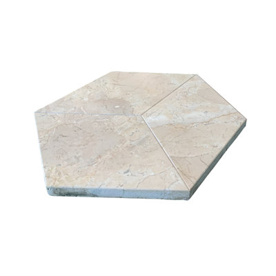 Carreau de marbre hexagonal beige + doré - côté 5,7 po, épaisseur 0,5 po, pour mur et plancher dans la cuisine, la salle de bain, le salon, le couloir, finition jaune à thème de 5,7 po, hôpital de salle à manger